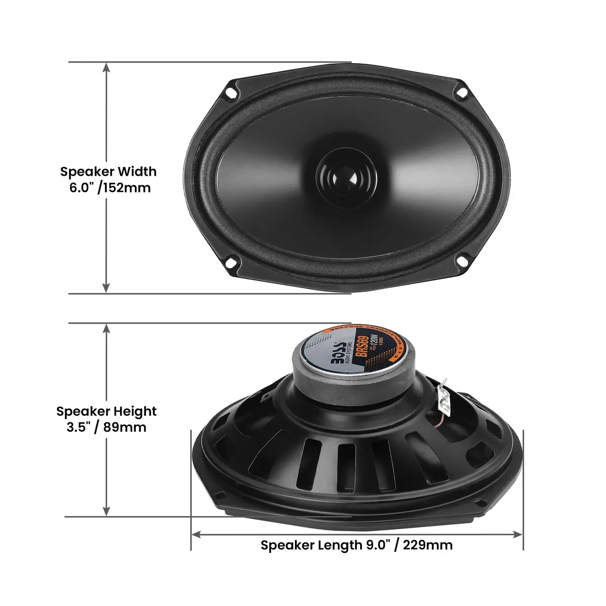 BOSS Audio Systems BRS69 6 x 9 Inch Car Door Speaker 120 Watts | Single Replacement Speaker - view 5