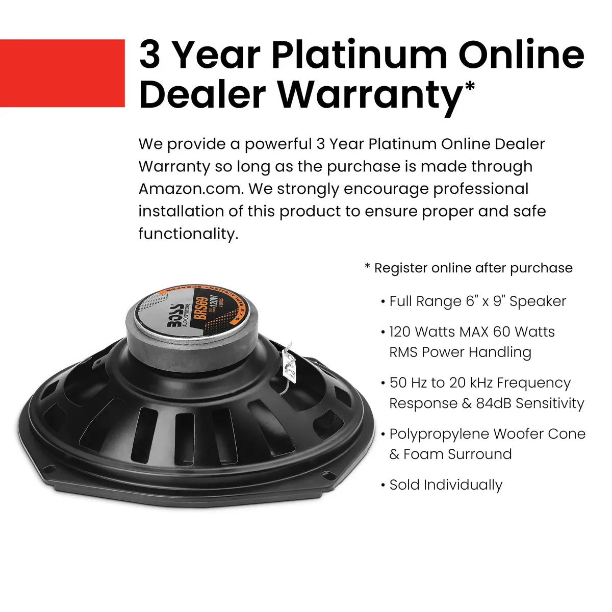 BOSS Audio Systems BRS69 6 x 9 Inch Car Door Speaker 120 Watts | Single Replacement Speaker - view 2