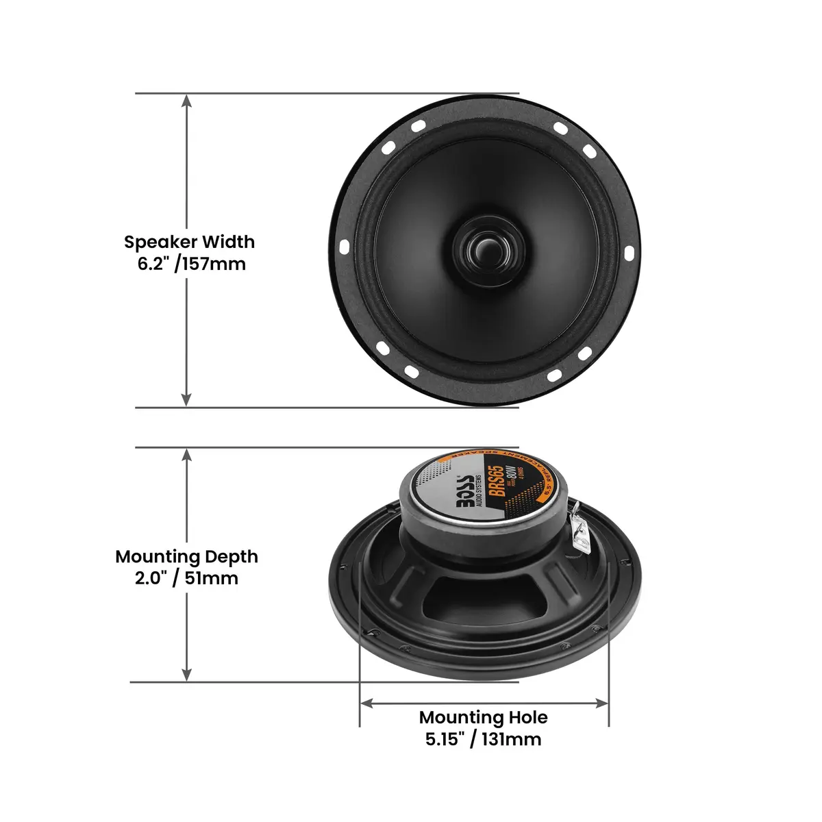 BOSS Audio Systems BRS65 6.5 Inch 80W Car Door Speaker | 4 Ohm Impedance - view 5