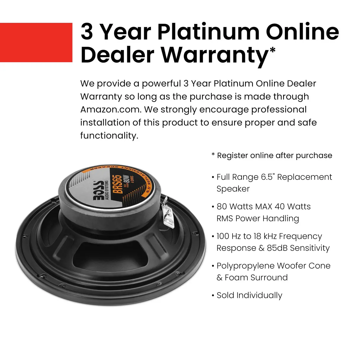 BOSS Audio Systems BRS65 6.5 Inch 80W Car Door Speaker | 4 Ohm Impedance - view 2