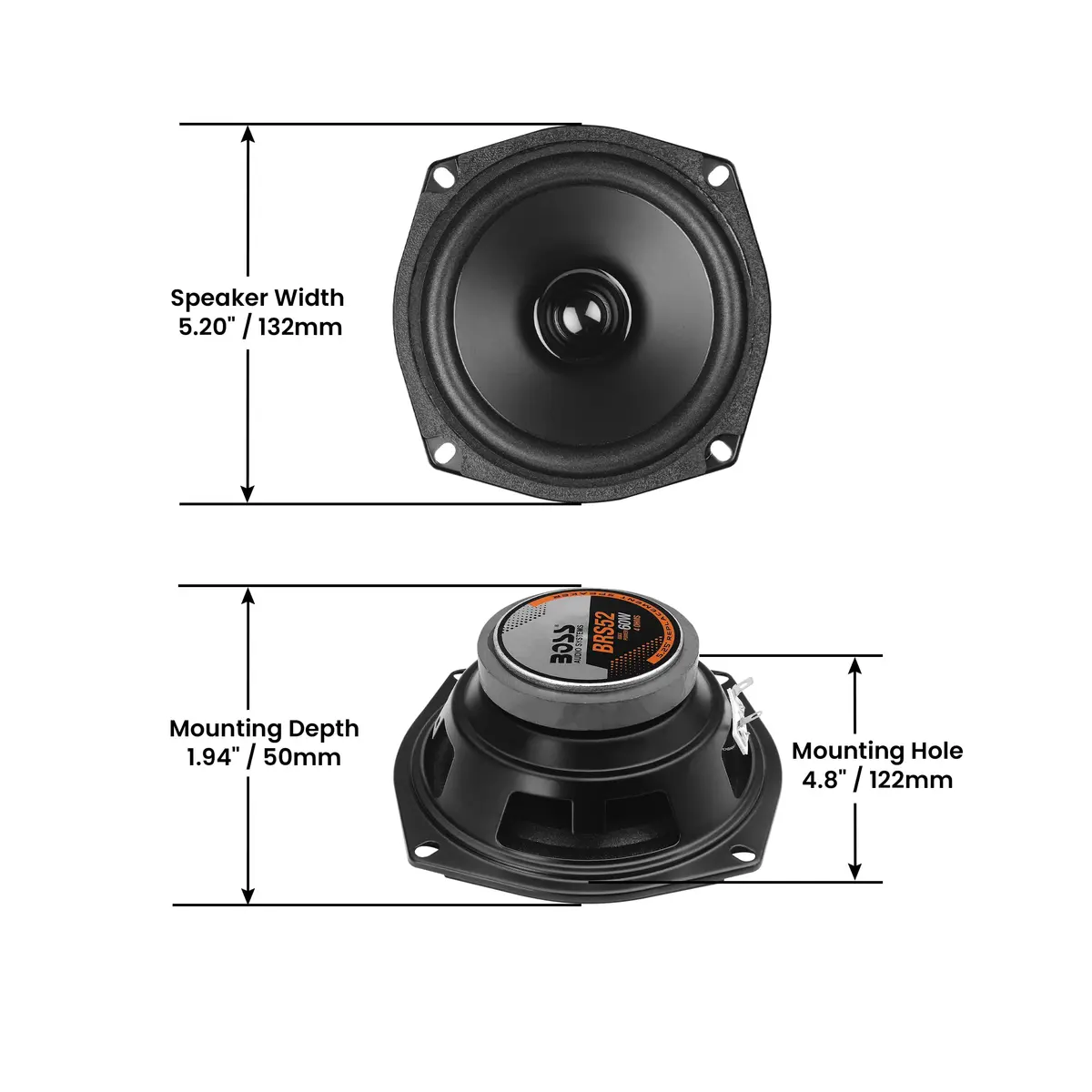 BOSS Audio Systems BRS52 5.25 Inch 60W Coaxial Car Speaker | 4 Ohm Impedance - view 5