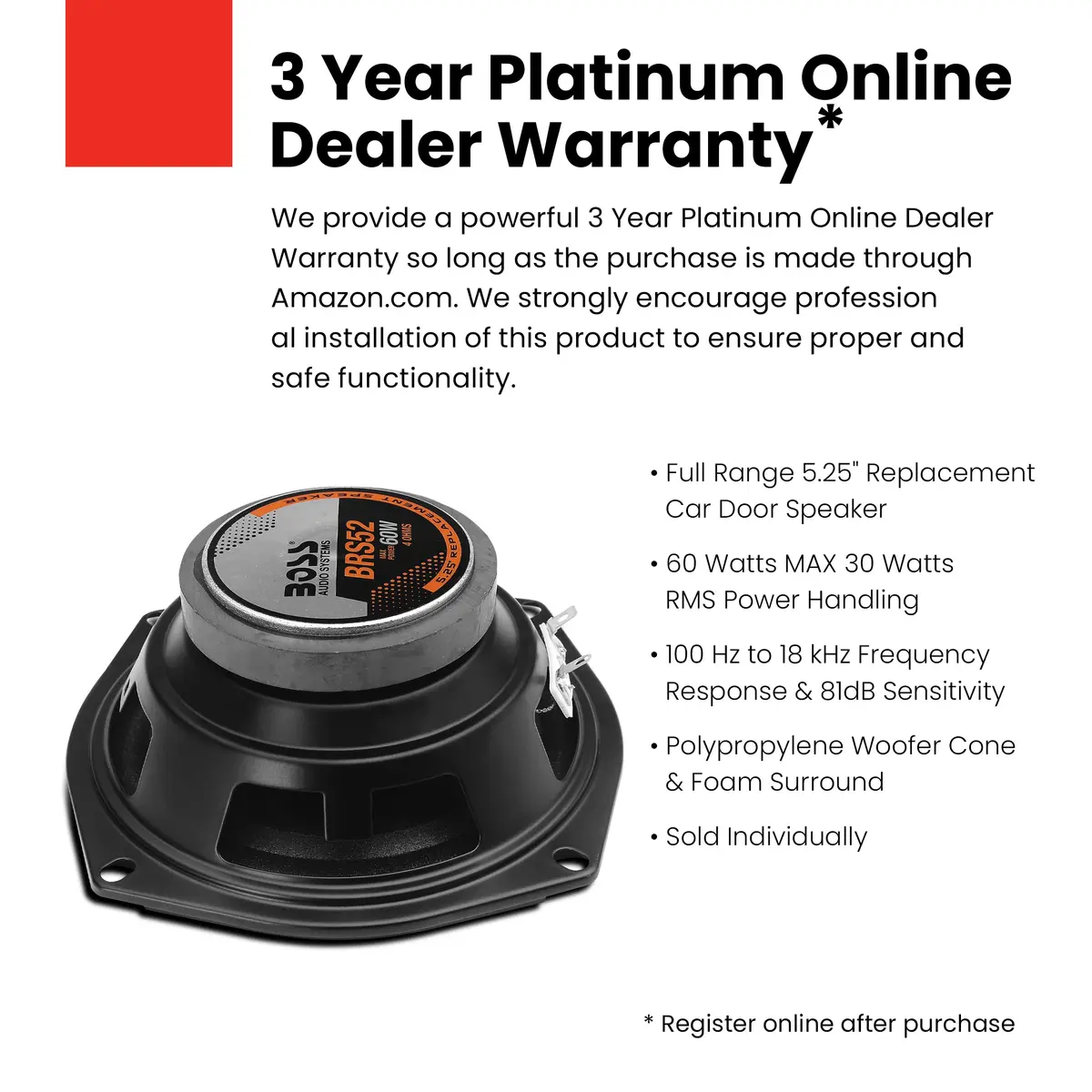 BOSS Audio Systems BRS52 5.25 Inch 60W Coaxial Car Speaker | 4 Ohm Impedance - view 2