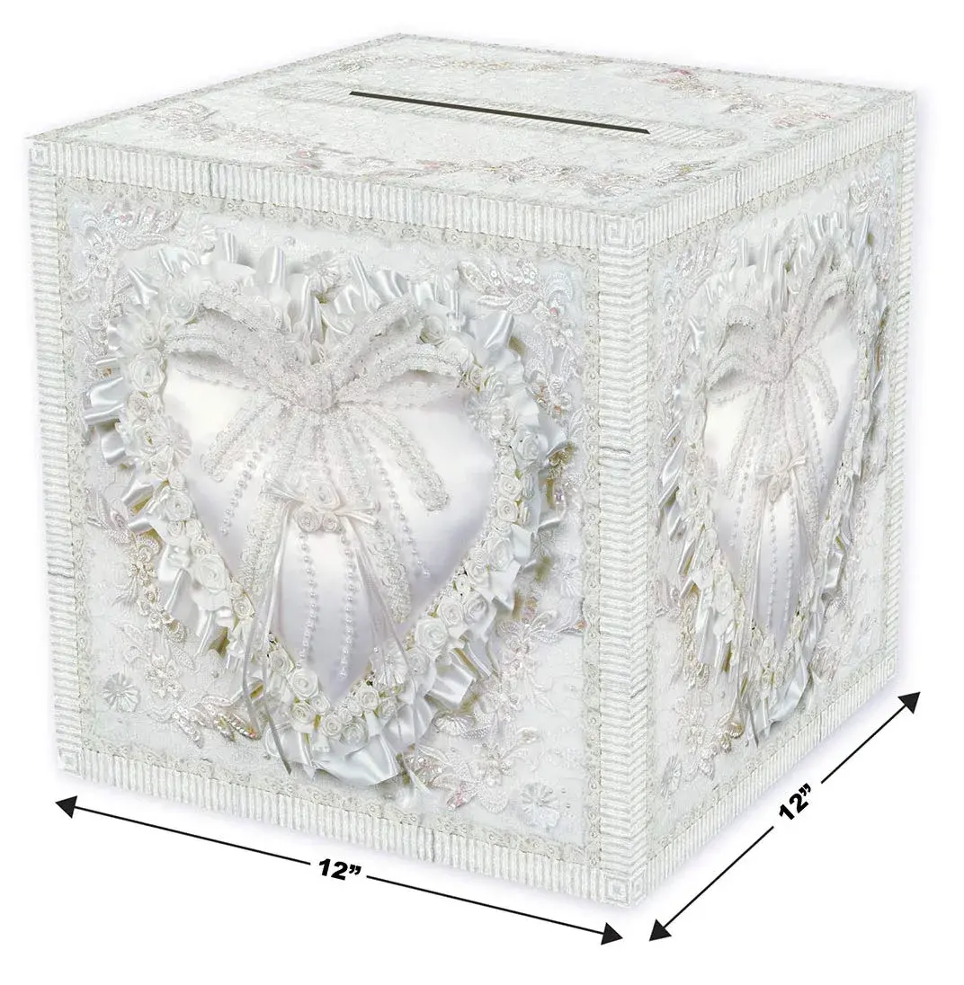 Beistle White Paper Card Box for Weddings & Anniversaries | 30.48cm x 30.48cm (12" x 12") - view 2