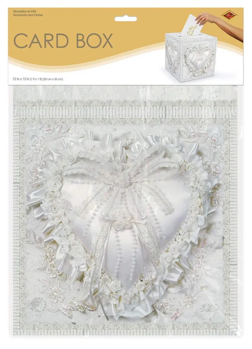 Beistle White Paper Card Box for Weddings & Anniversaries | 30.48cm x 30.48cm (12" x 12") - view 4