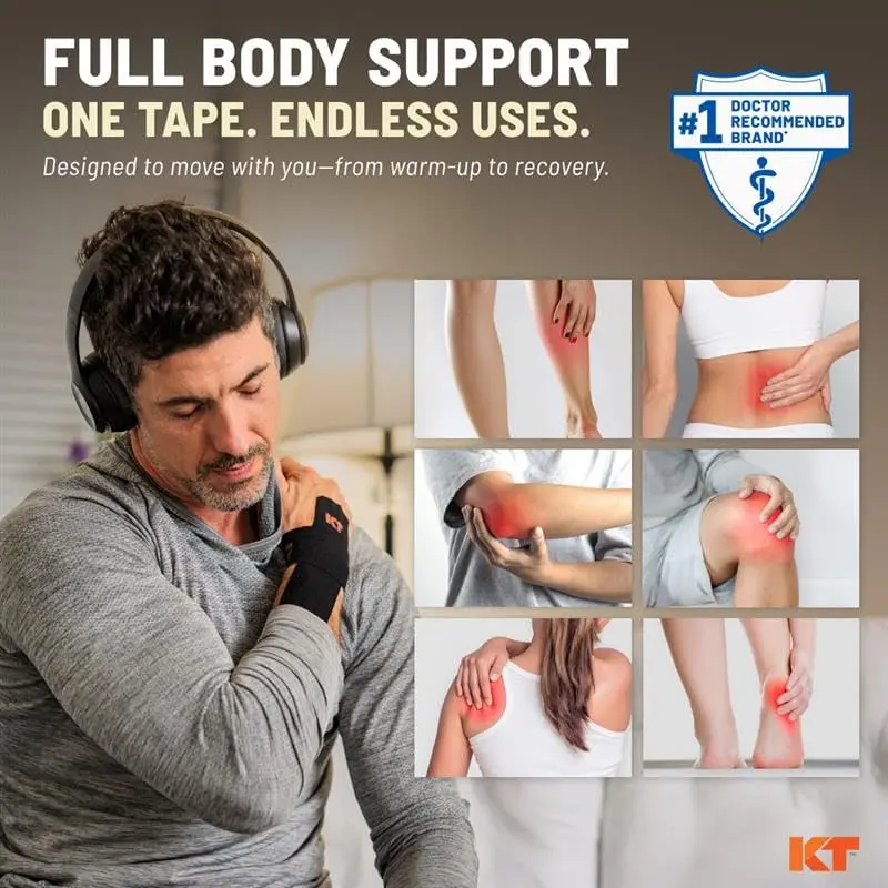 KT Tape, Original Cotton, Elastic Kinesiology Tape, 20 Precut Strips, Beige | Daily Muscle & Joint Support - view 3