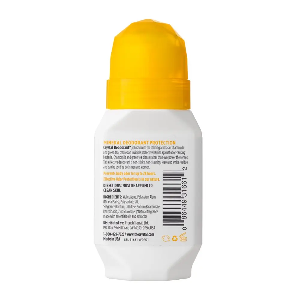 Crystal Mineral Deodorant Roll-On, Chamomile & Green Tea, 2.25 fl oz (Pack of 12) | Natural Odor Protection for All-Day Freshness - view 5