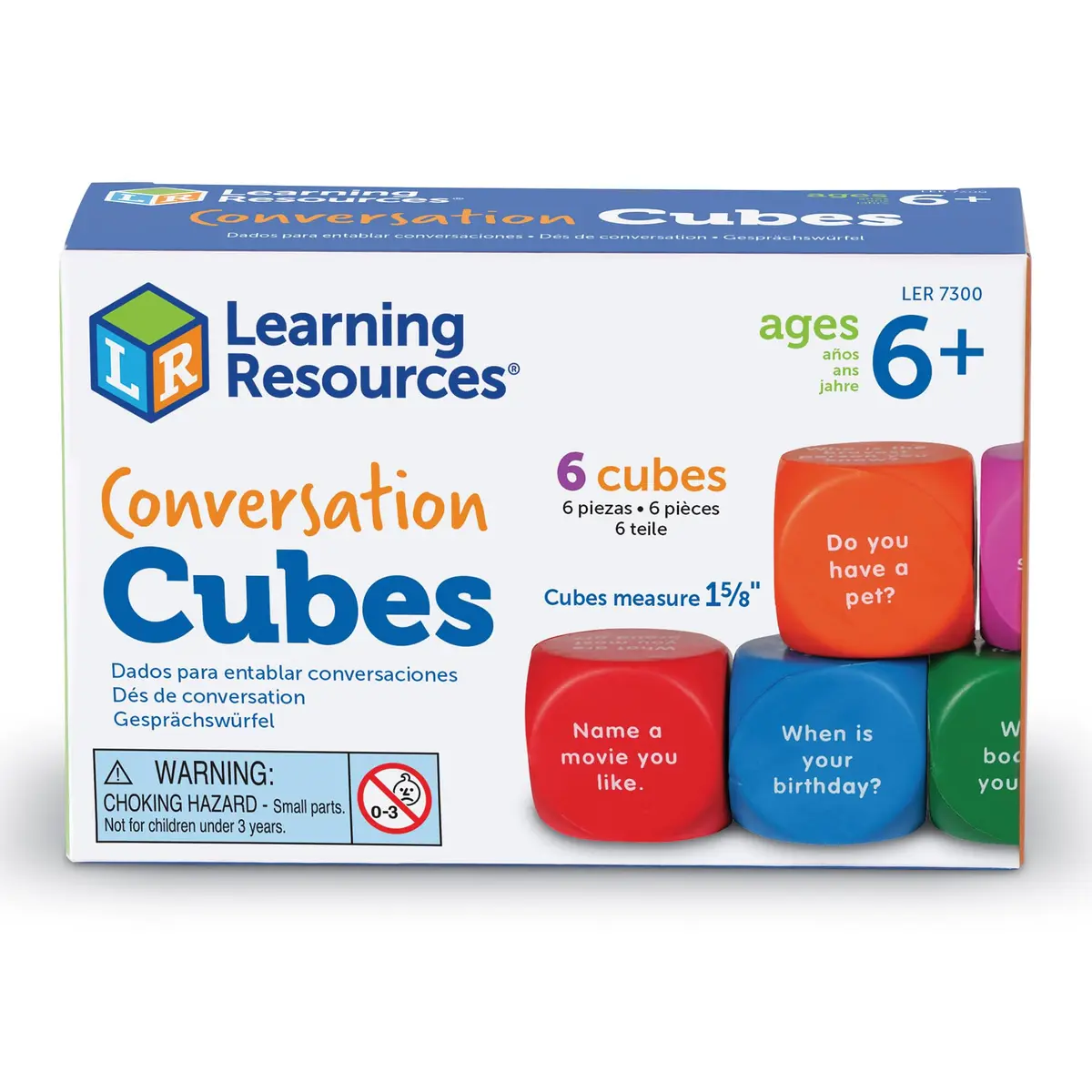Learning Resources Conversation Cubes -Ages 6+, Foam Cubes for Social Emotional Learning, School Counselor Supplies, Speech Therapy Toys, Ice Breaker Cubes, Teacher Must Haves, 6 Pieces - view 2