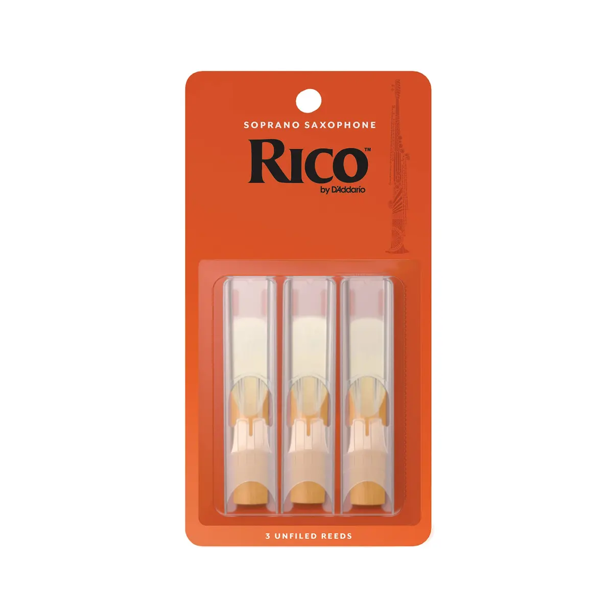 D'Addario Rico Organic Soprano Saxophone Reeds Strength 3.0 (3-Pack, 3 Reeds) | USDA Certified Organic Cane - main product image