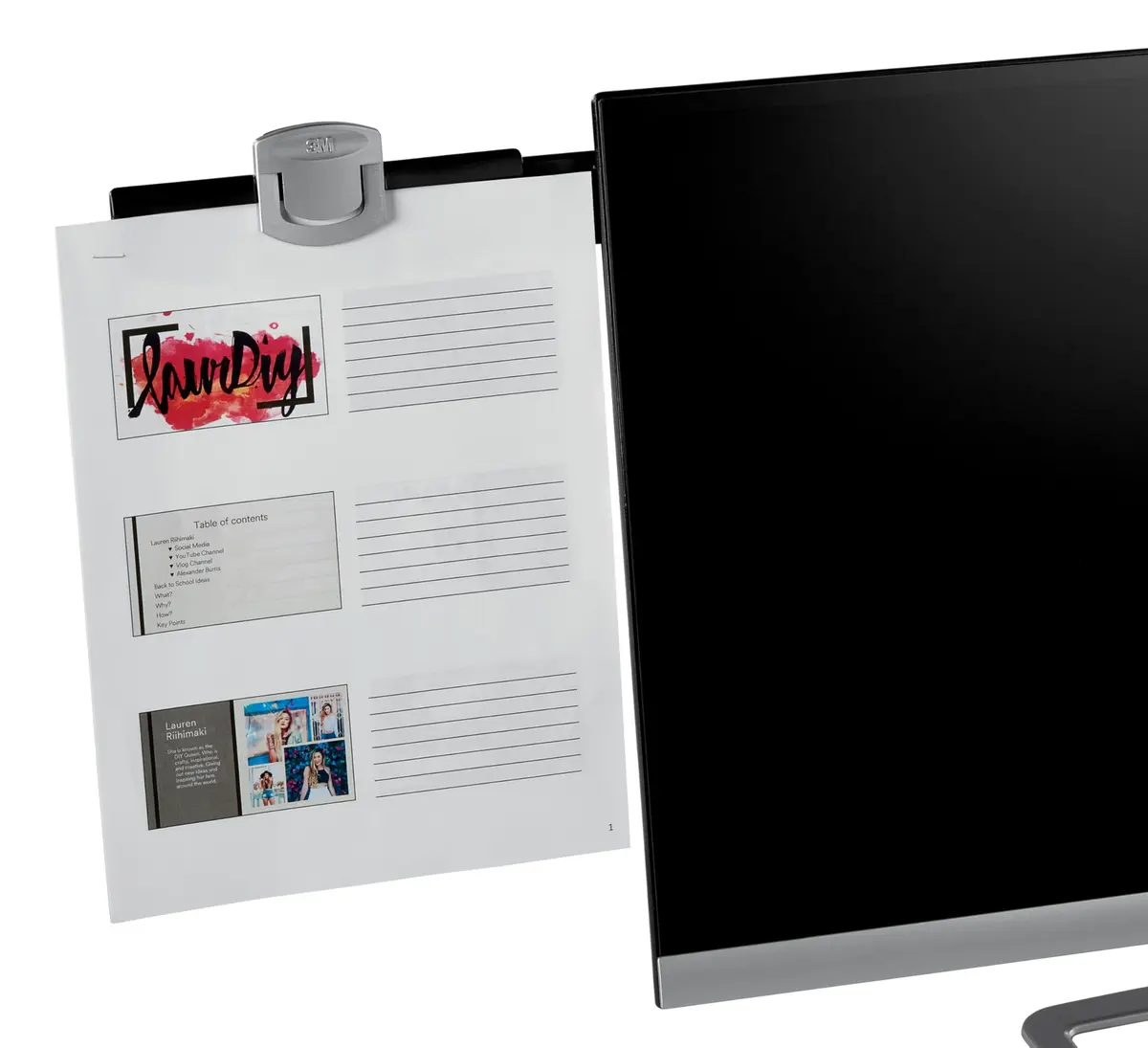 3M Monitor Document Clip with Command Adhesive, Black, 2.6cm (0.75 in) | Holds 30 Sheets - view 7
