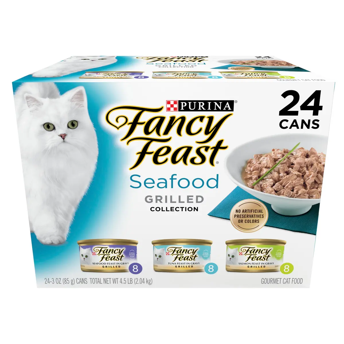 Purina Fancy Feast Grilled Seafood Wet Cat Food 3 oz Cans (24-Pack) | Variety Pack with Real Seafood in Savory Gravy - main product image