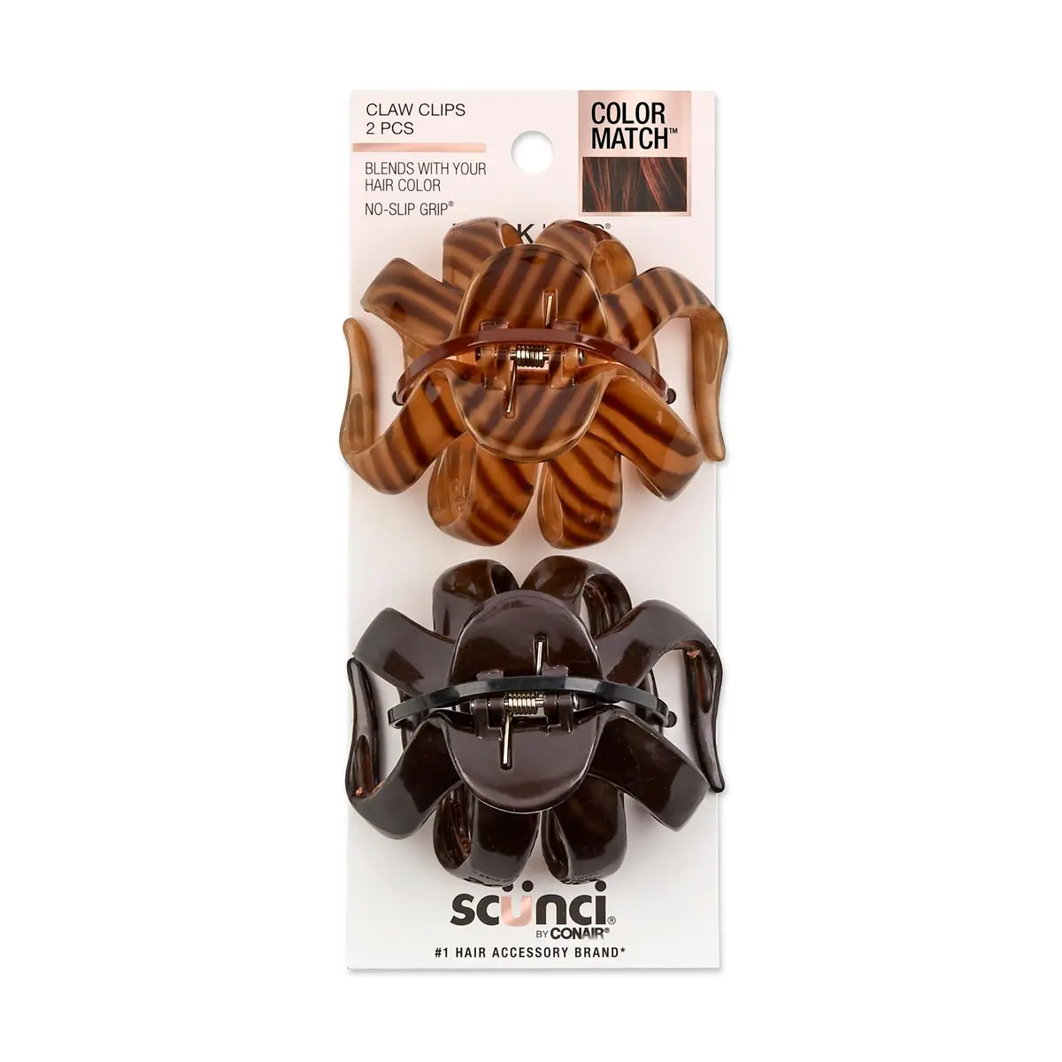 Scunci by Conair Black & Tortoise Octopus Claw Clips 2 Count | Strong Hold for Thick Hair - main product image