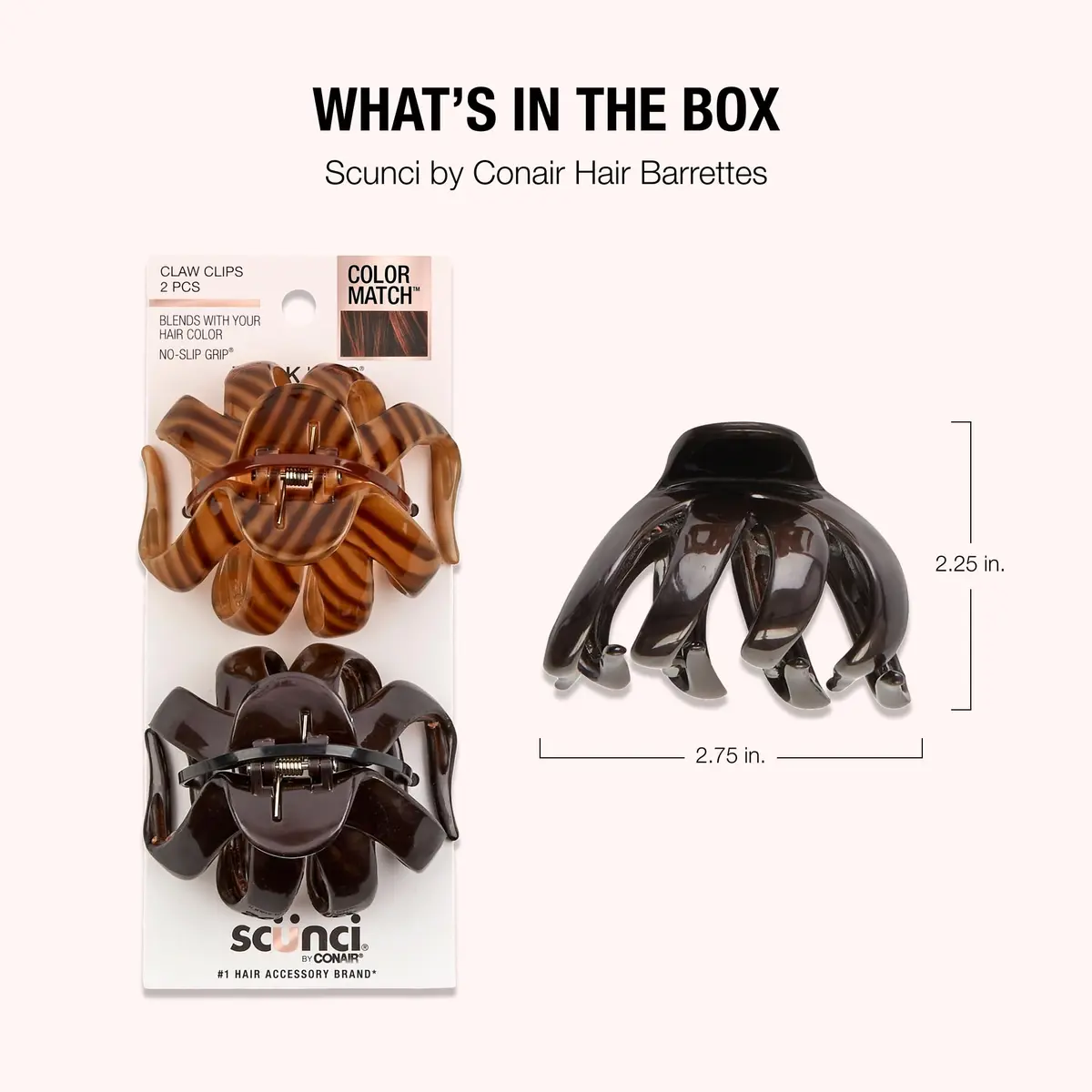Scunci by Conair Black & Tortoise Octopus Claw Clips 2 Count | Strong Hold for Thick Hair - view 7