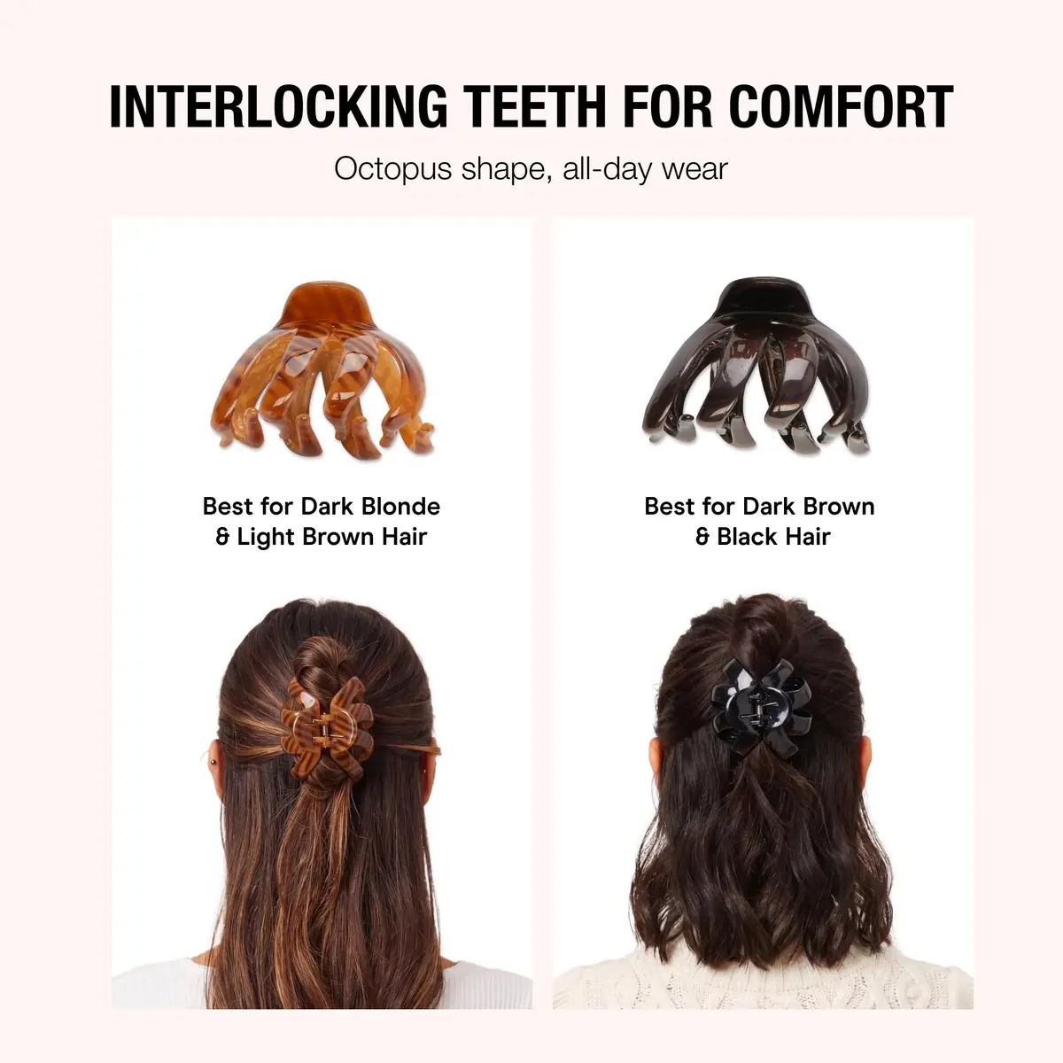 Scunci by Conair Black & Tortoise Octopus Claw Clips 2 Count | Strong Hold for Thick Hair - view 3