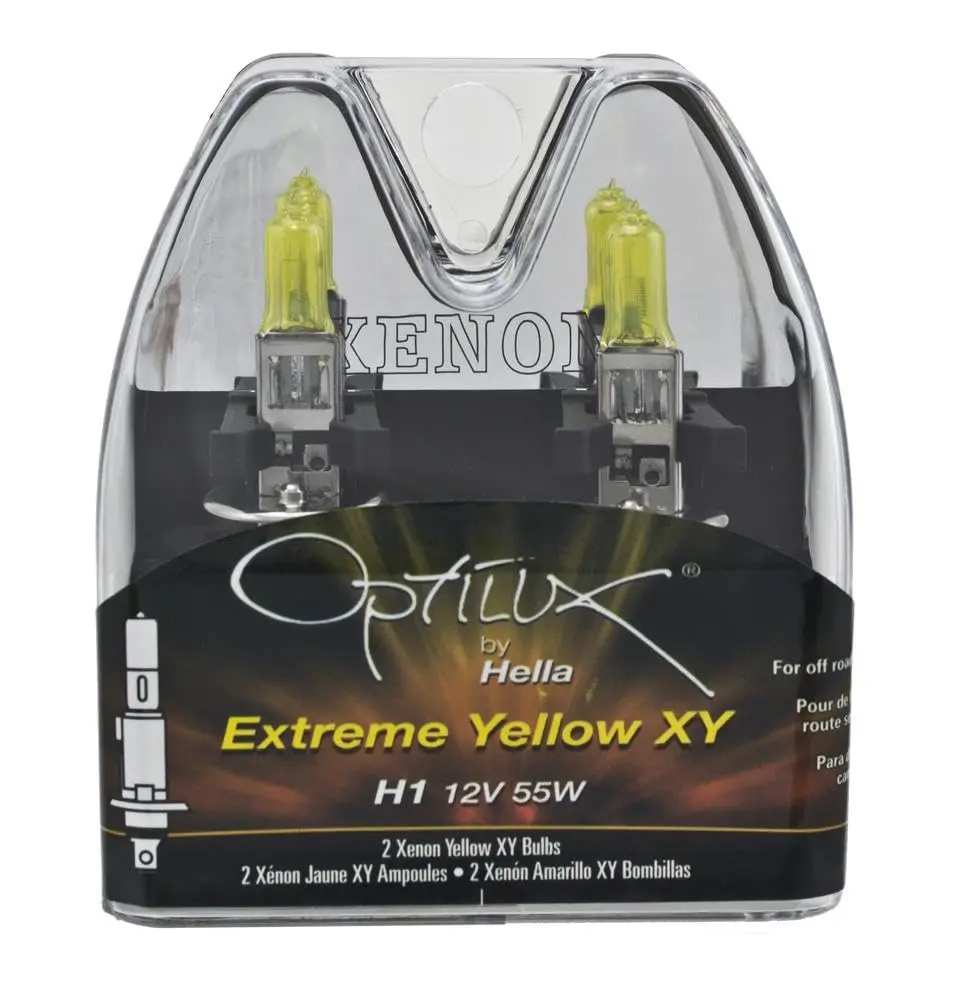 HELLA Optilux XY Series H1 Xenon Yellow Halogen Bulbs, 12V, 55W 2 Pack | Enhanced Visibility for All Conditions - view 2