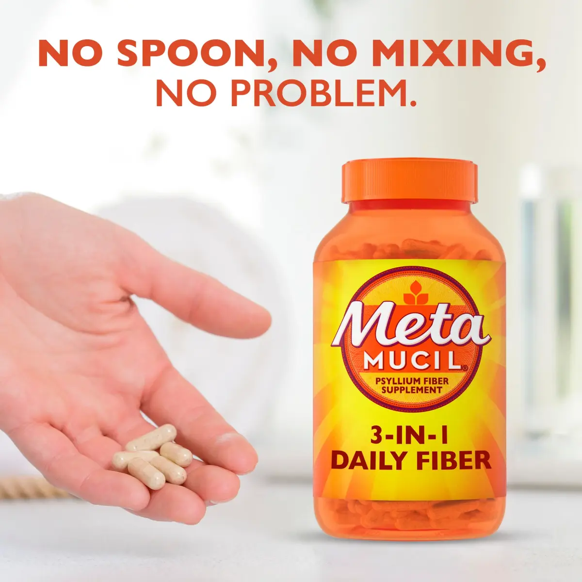 Metamucil Psyllium Husk Fiber Capsules, 300 Count | USA-Sourced Digestive Health Supplement - view 4