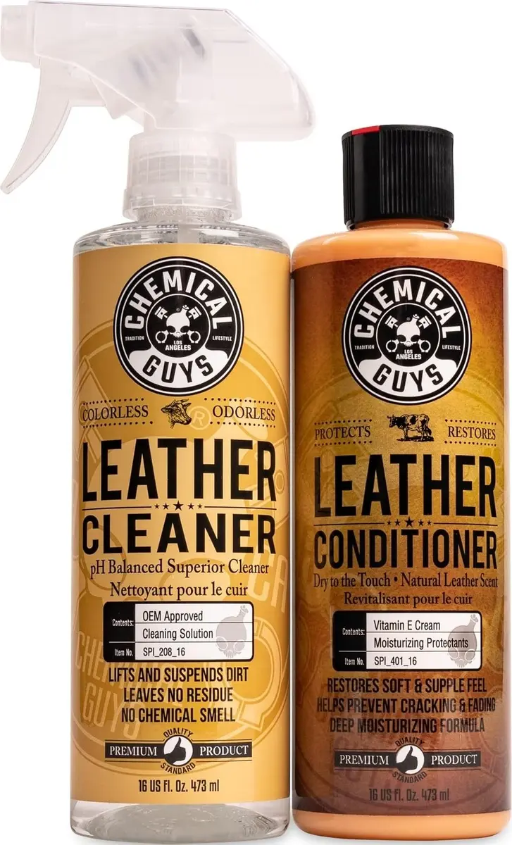 Chemical Guys Leather Cleaner & Conditioner Kit 2 x 16 oz (473 ml x 2) | pH-Balanced Formula for Cars & Home - main product image
