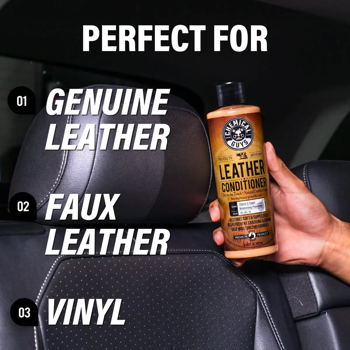 Chemical Guys Leather Cleaner & Conditioner Kit 2 x 16 oz (473 ml x 2) | pH-Balanced Formula for Cars & Home - view 9