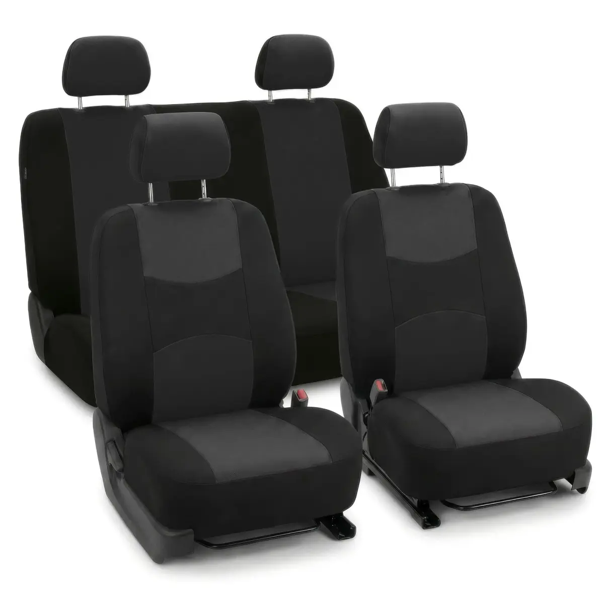 FH Group Full Set Cloth Car Seat Covers Black | Universal Fit Automotive Seat Covers for SUV, Sedan, Van - main product image
