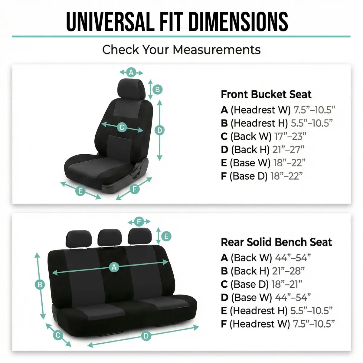 FH Group Full Set Cloth Car Seat Covers Black | Universal Fit Automotive Seat Covers for SUV, Sedan, Van - view 8