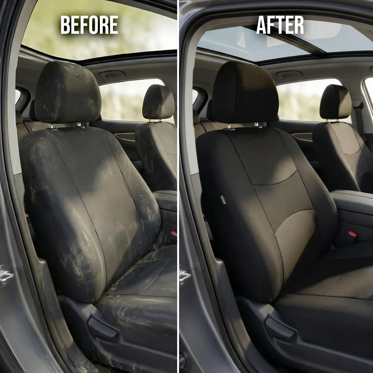 FH Group Full Set Cloth Car Seat Covers Black | Universal Fit Automotive Seat Covers for SUV, Sedan, Van - view 9