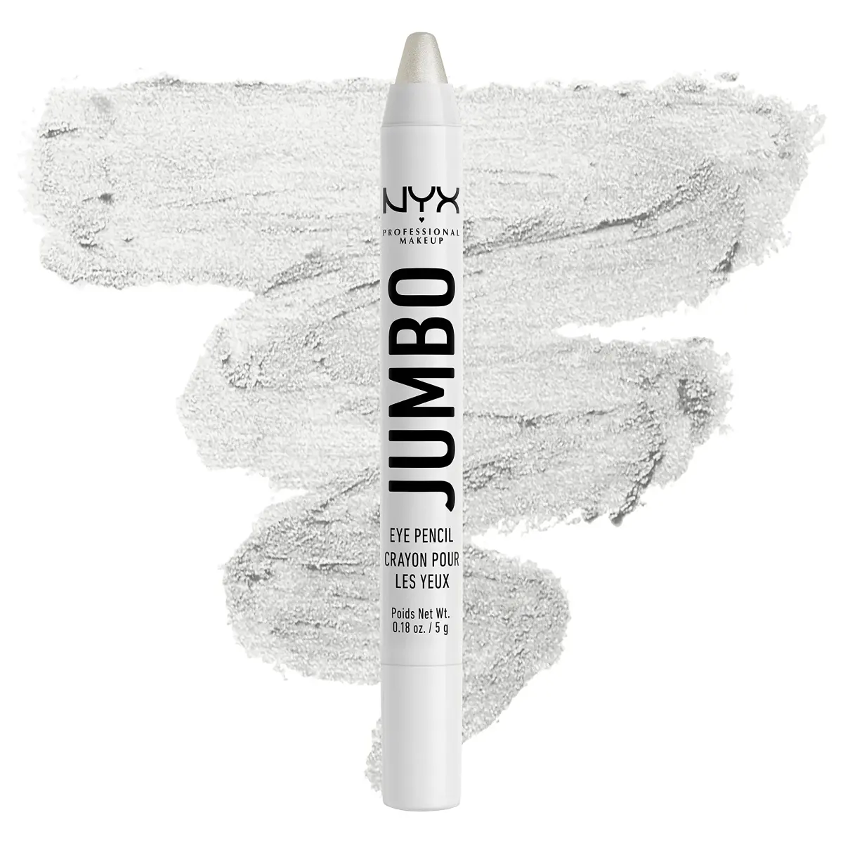 NYX PROFESSIONAL MAKEUP Jumbo Eye Pencil, Blendable Eyeshadow Stick & Eyeliner Pencil - Cottage Cheese (Silver) 0.18 oz (5 ml) | PETA Certified Cruelty-Free - main product image