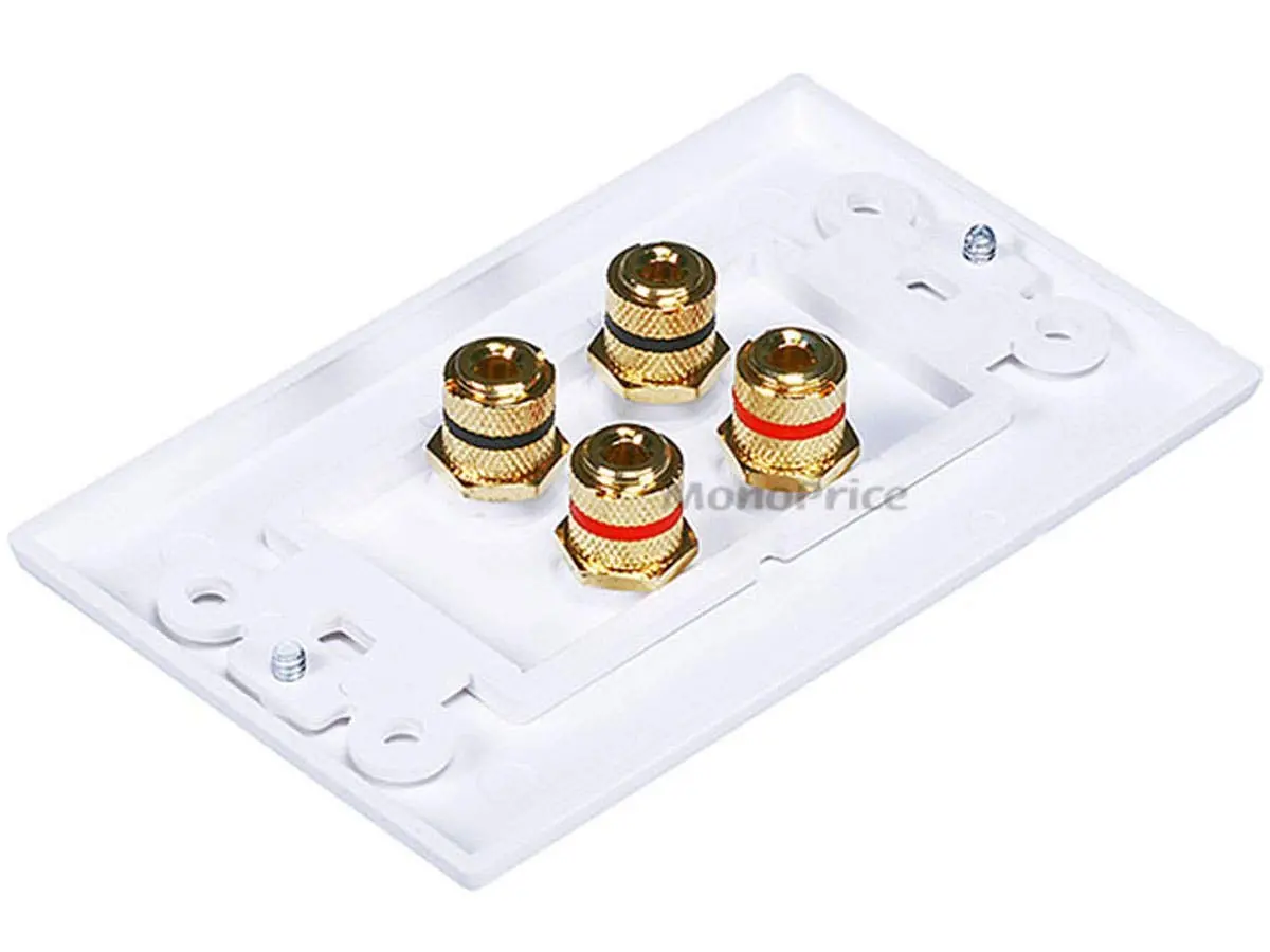 Monoprice High Quality Banana Binding Post Two-Piece Wall Plate for 2 Speakers | Corrosion-Resistant Gold Plated Connectors - view 2