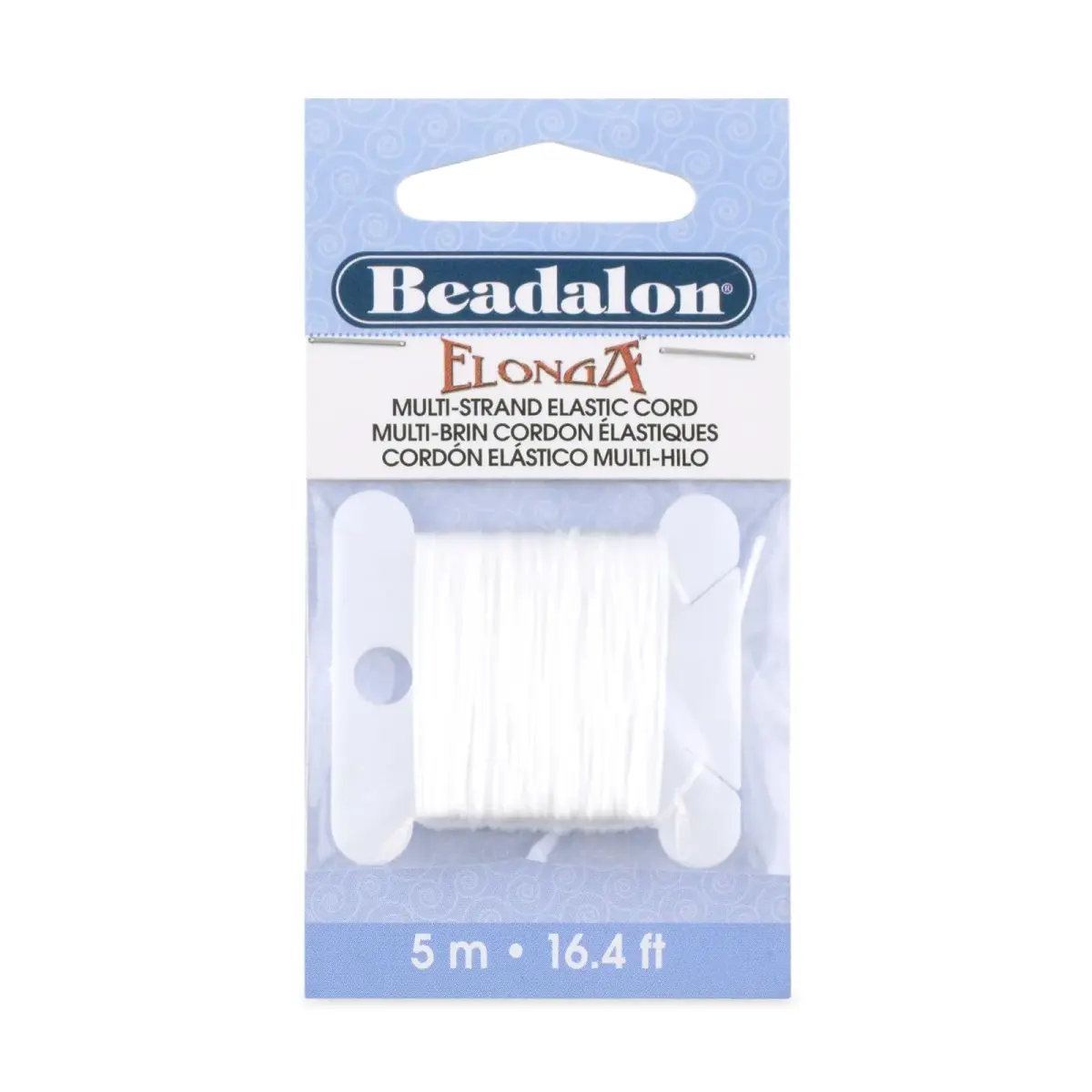 Beadalon Elonga Elastic String White 0.7 mm (5 m / 16.4 ft) | Secure Knot Grip for Jewelry Making - main product image
