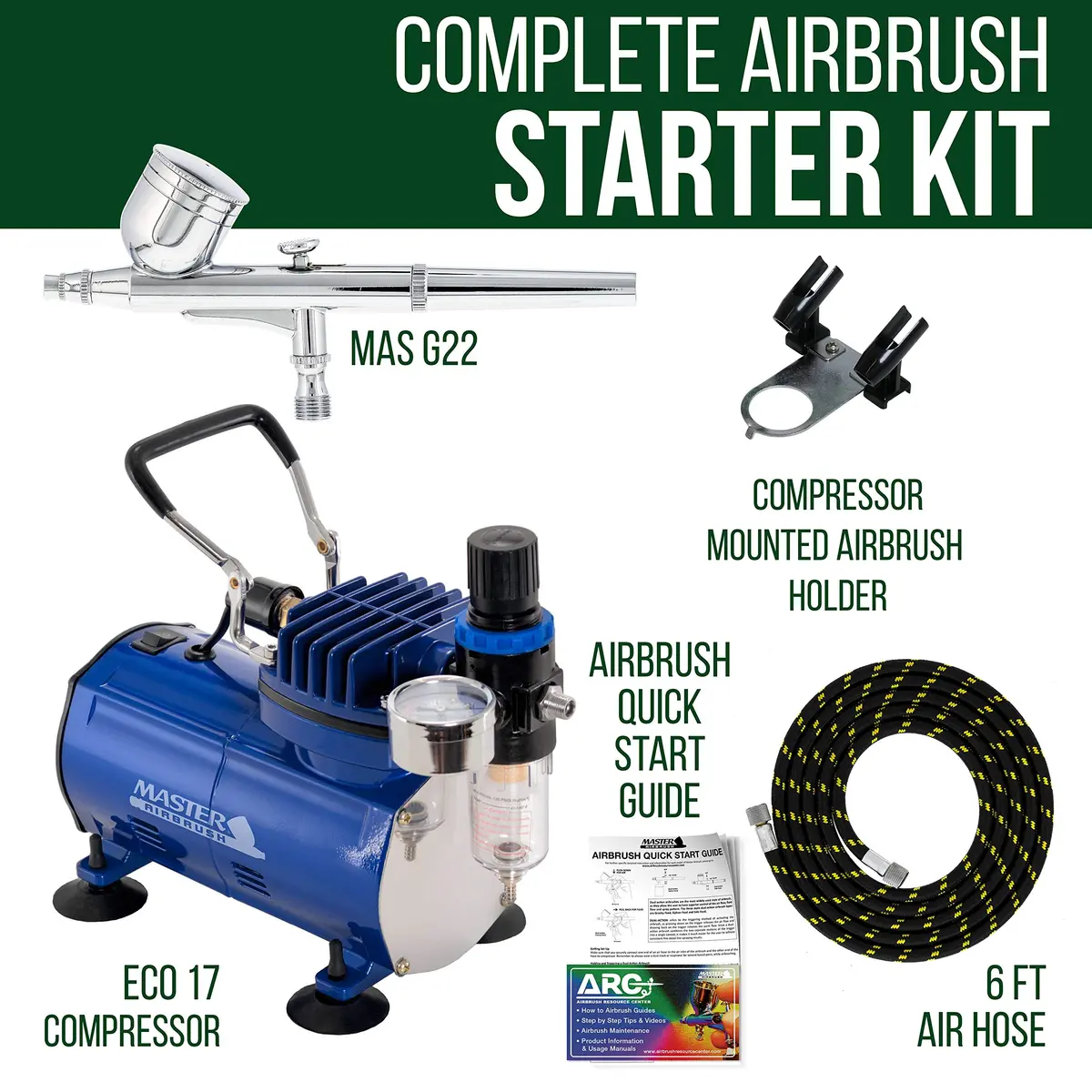 Master Airbrush Multi-Purpose Gravity Feed Air Brush Kit & Air Compressor | Portable, 23L/min, 110-120V - view 2