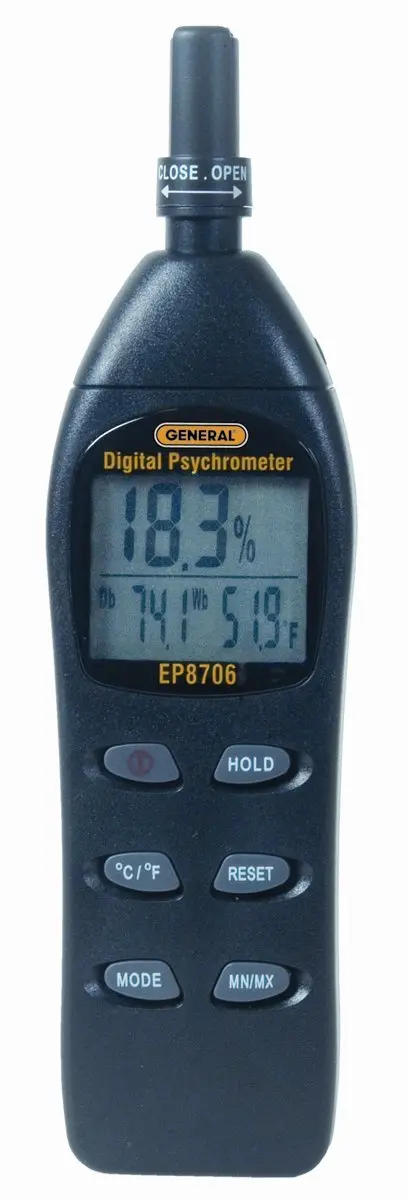General Tools EP8706 Digital Psychrometer - Black | Accurate Temp & Humidity Measurement - main product image