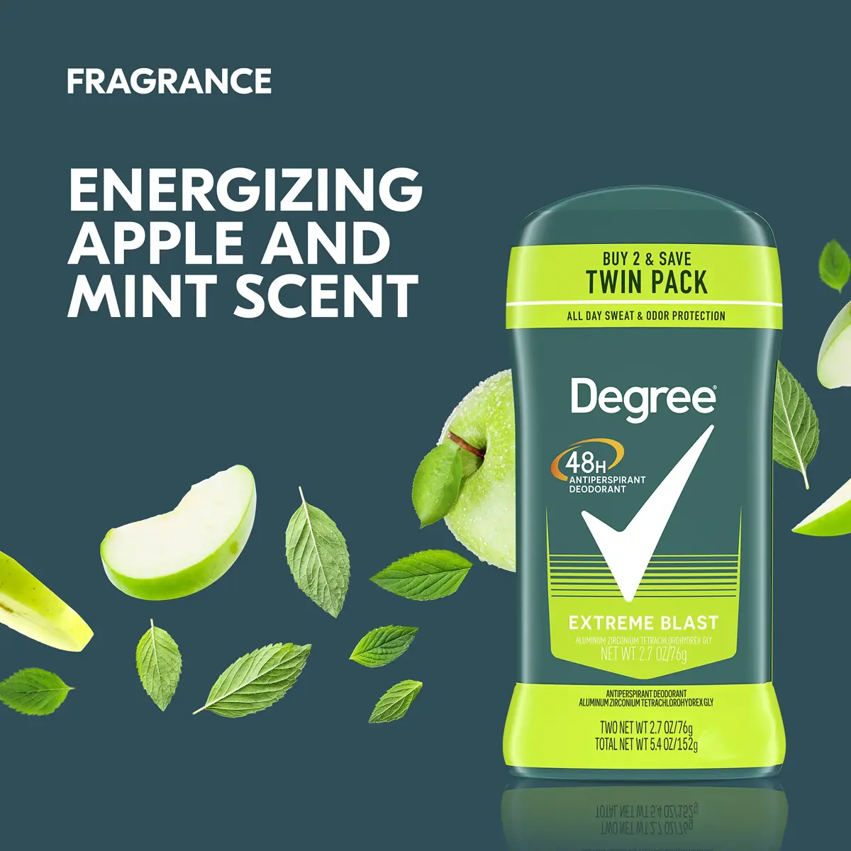Degree Men Original Protection Antiperspirant Deodorant Extreme Blast Twin Pack 5.4 oz (153 g) | 48-Hour Sweat and Odor Protection - view 4
