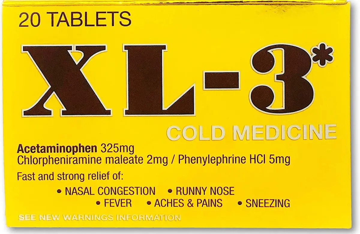 XL-3 Cold Medicine Tablets 20 Ct | Fast Relief for Nasal Congestion & Fever - main product image