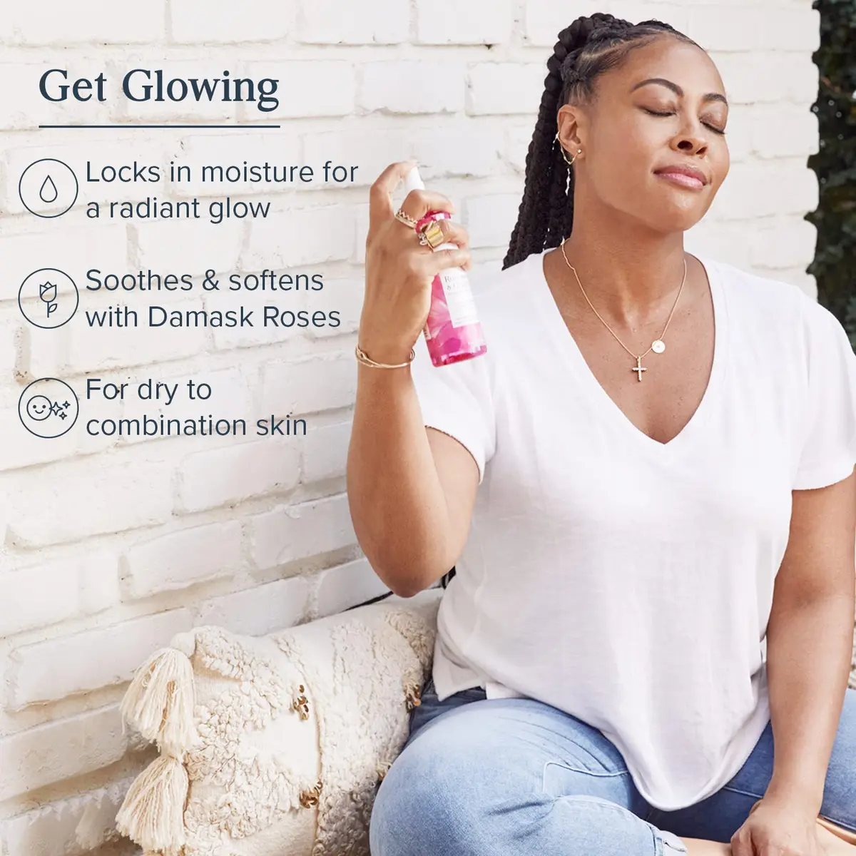Heritage Store Rosewater with Glycerin | 8 Fl Oz Mist for Skin & Hair | Vegan, Natural, Hydrating - view 2