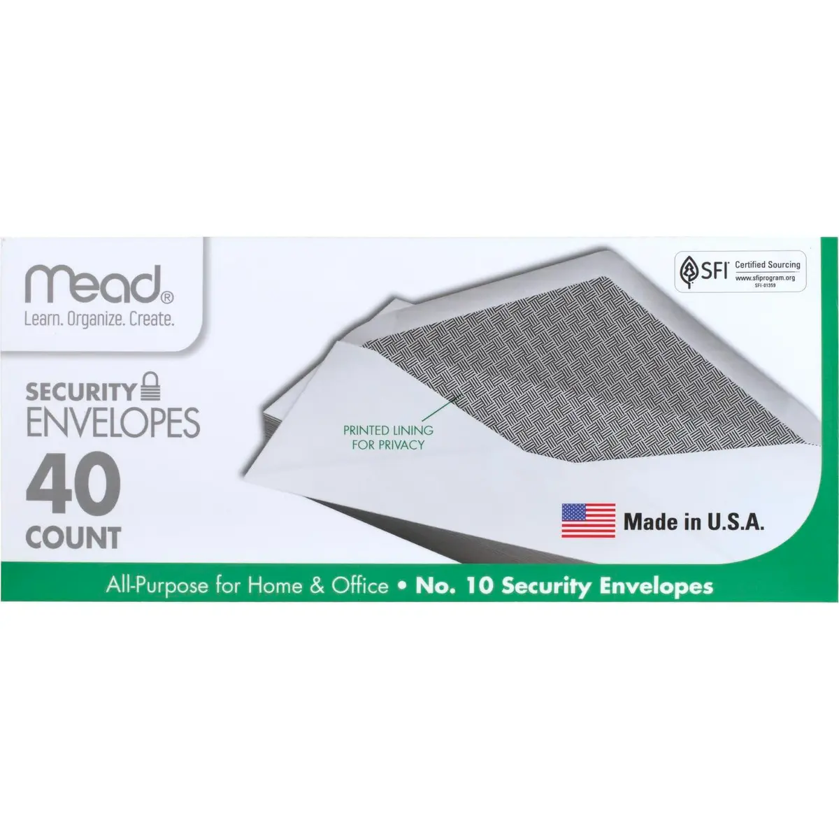 Mead #10 Envelopes Letter Size 4-1/8" x 9-1/2" | Privacy Security Lining - main product image