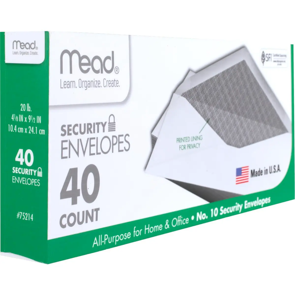Mead #10 Envelopes Letter Size 4-1/8" x 9-1/2" | Privacy Security Lining - view 2