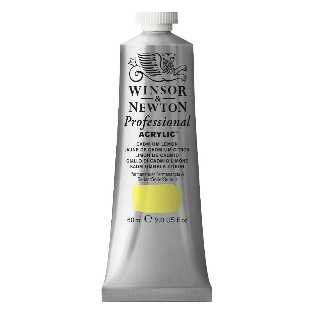 Winsor & Newton Professional Acrylic Paint Cadmium Lemon 60ml (2 Fl Oz) | ASTM D4236 Certified Opaque - main product image