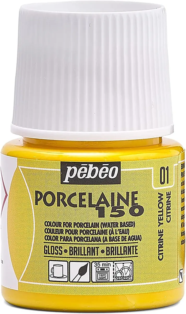 Pebeo Porcelaine 150 China Paint 45ml (1.5 Fl Oz) Citrine Yellow | Bake for Permanent, Dishwasher-Safe Finish - main product image