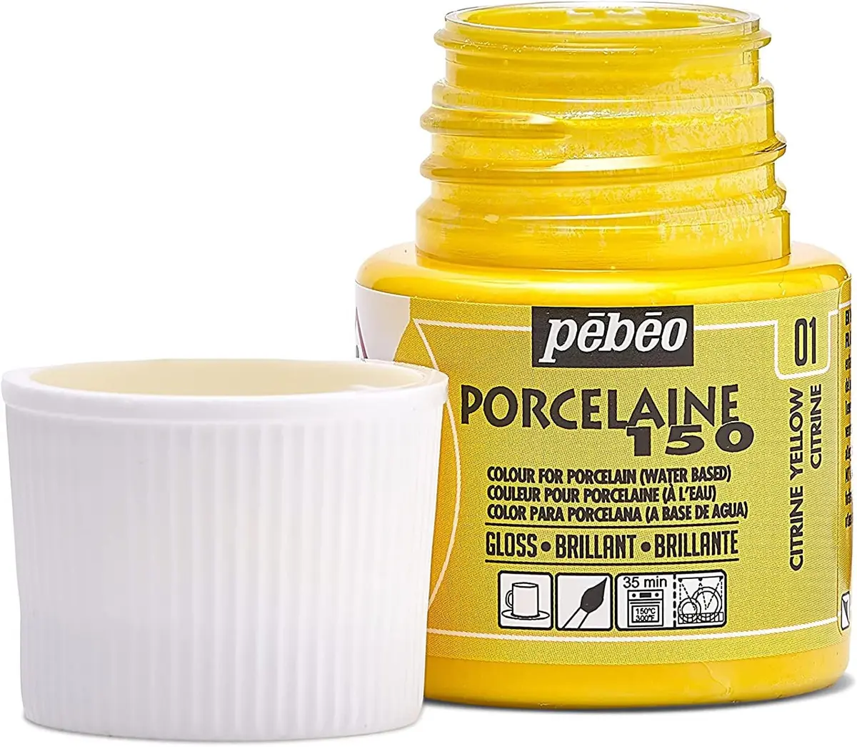 Pebeo Porcelaine 150 China Paint 45ml (1.5 Fl Oz) Citrine Yellow | Bake for Permanent, Dishwasher-Safe Finish - view 2