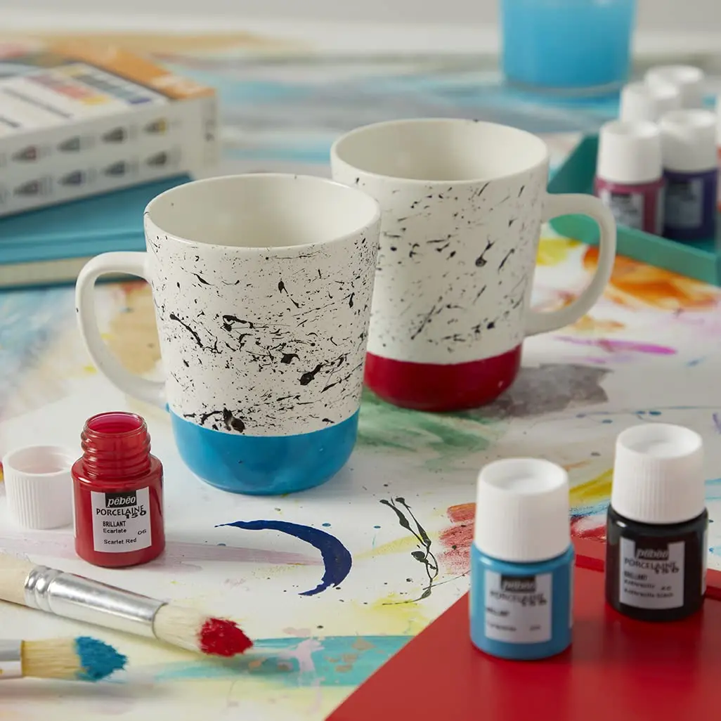 PEBEO Porcelaine 150 Ceramic Paint - Water-Based High-Gloss Color Paints for Porcelain, 45 ml Bottle, Ruby Red - view 5