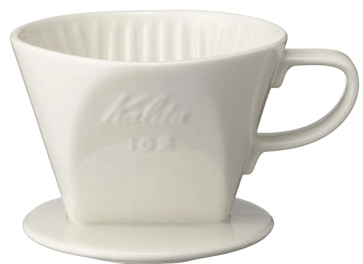 Kalita 102 Ceramic Dripper White | Classic Pour Over Coffee Maker with 8oz Capacity - main product image