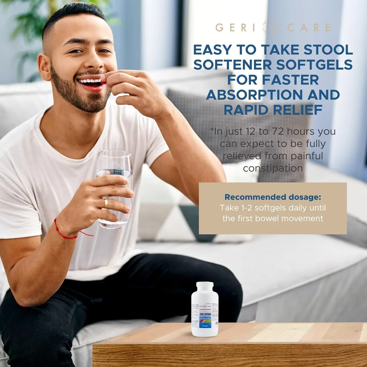 GeriCare Docusate Sodium Stool Softener 100mg | 1000 Gel Caps for Constipation Relief - view 5