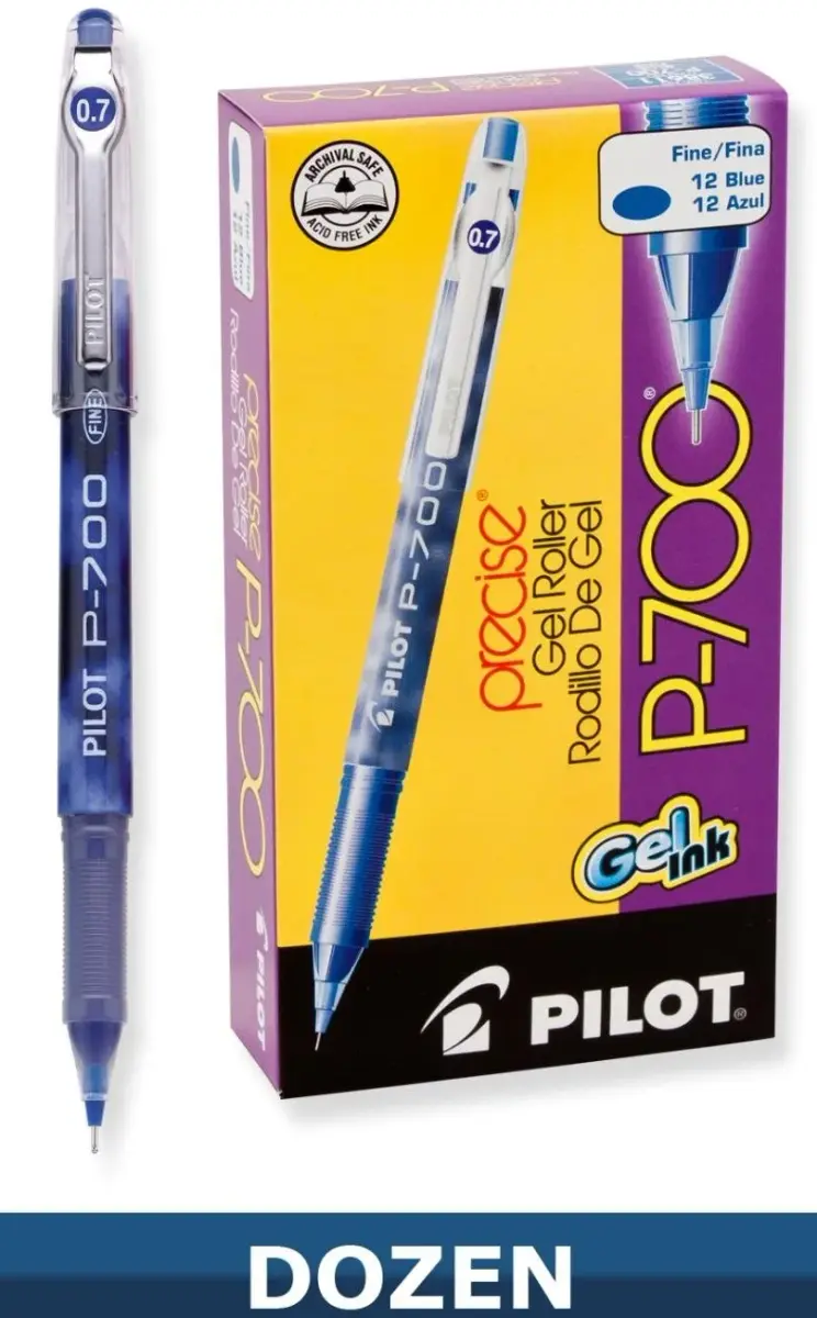 Pilot Precise P-700 Gel Ink Rollerball Pens, Fine Point 0.7mm, Blue Ink, 12-Pack | Smooth Writing & Smudge-Proof - view 2