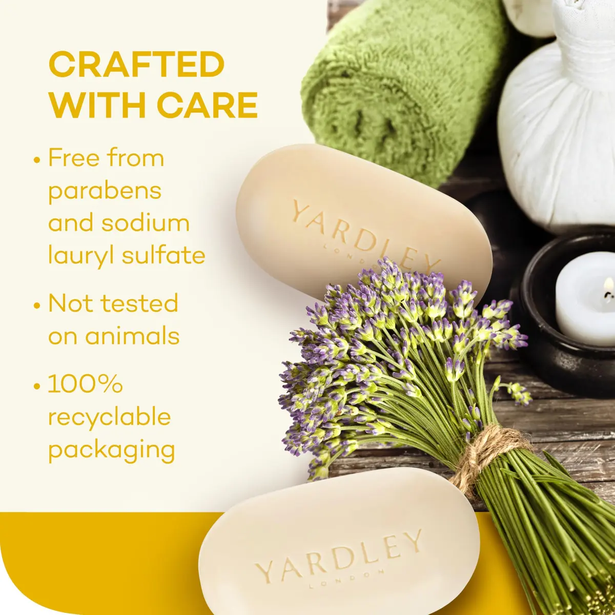Yardley Lemon Verbena Moisturizing Bath Bar 4.25oz | Natural Shea & Citrus Oils for Soft, Invigorated Skin - view 5