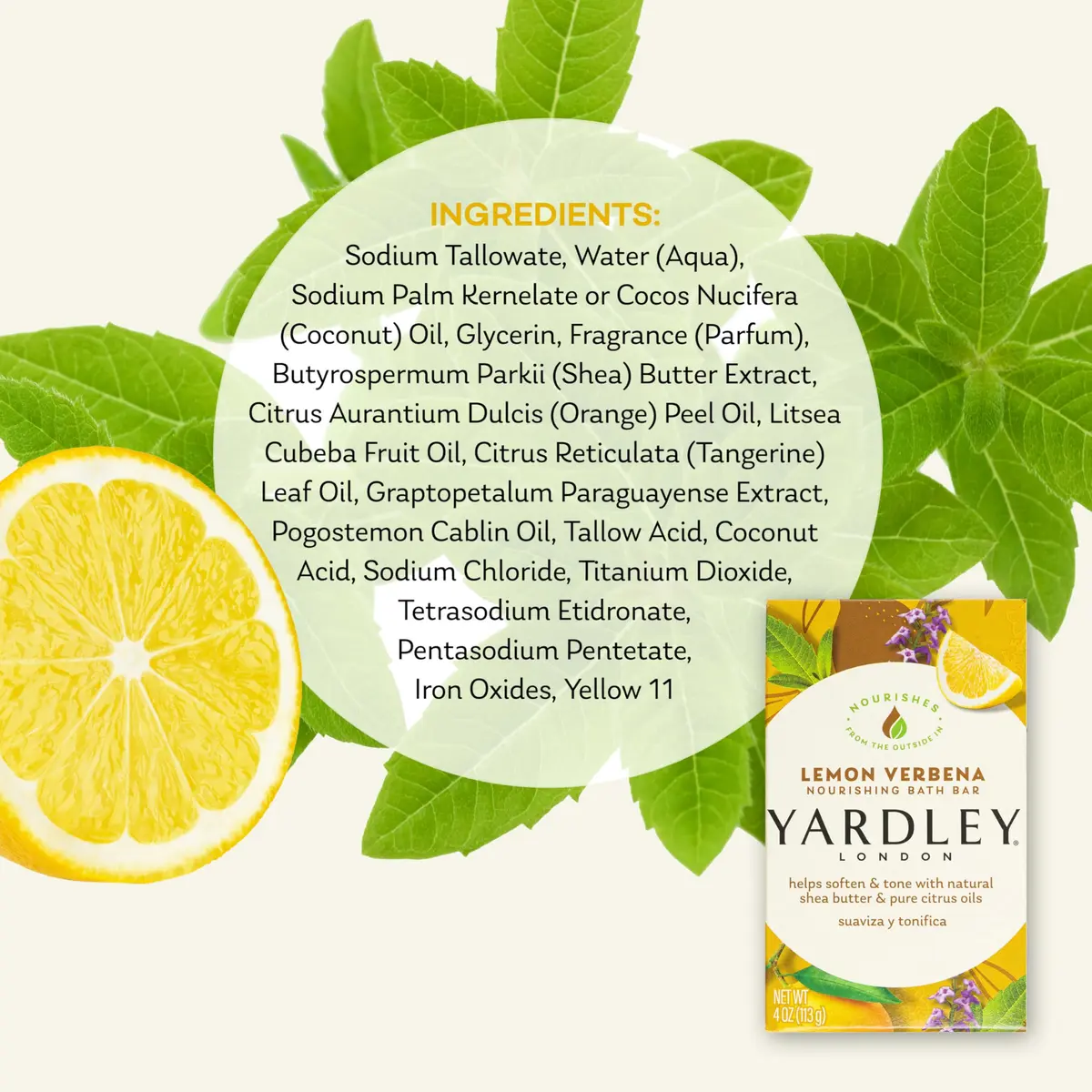Yardley Lemon Verbena Moisturizing Bath Bar 4.25oz | Natural Shea & Citrus Oils for Soft, Invigorated Skin - view 6