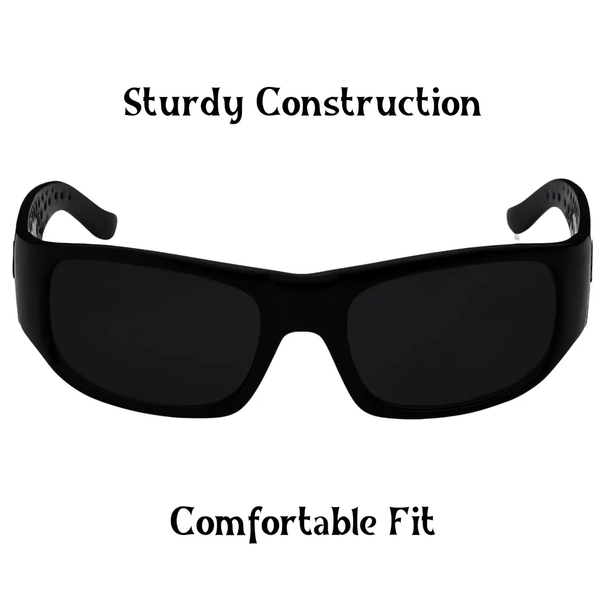 LOCS Dark Sunglasses 6018 Square Retro Style with UV400 Protection | Black Plastic Frame - view 6