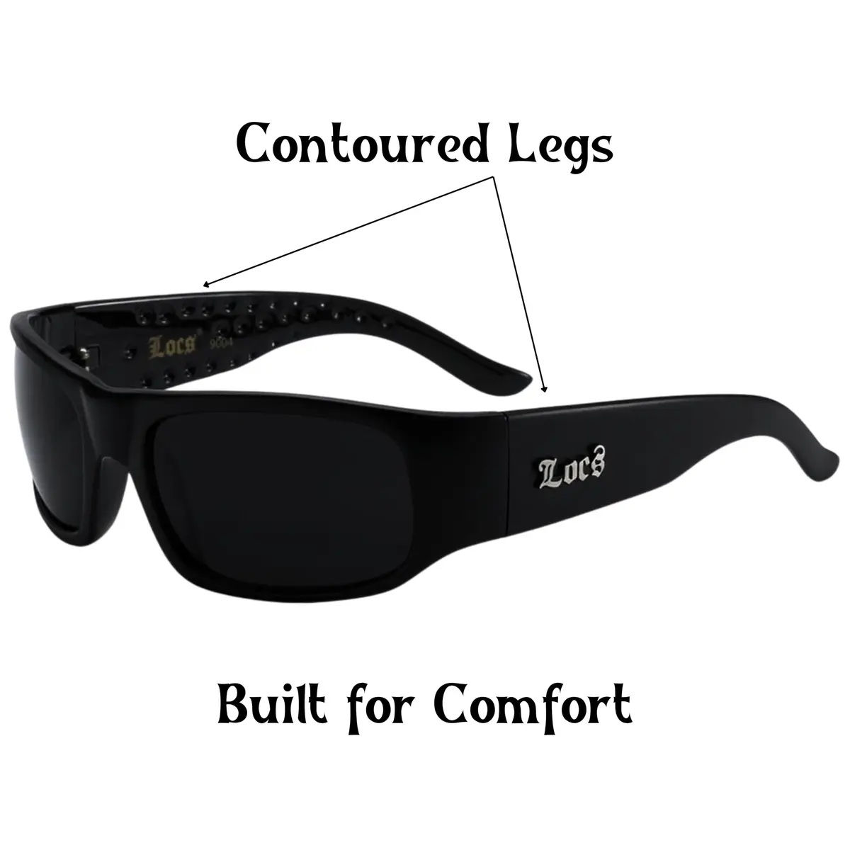 LOCS Dark Sunglasses 6018 Square Retro Style with UV400 Protection | Black Plastic Frame - view 8