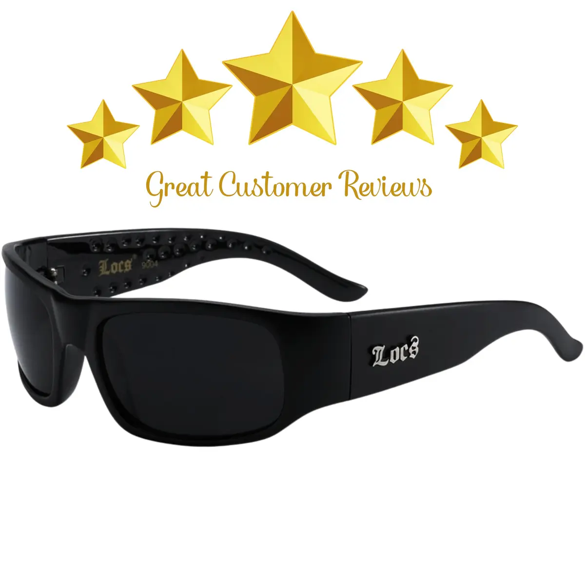 LOCS Dark Sunglasses 6018 Square Retro Style with UV400 Protection | Black Plastic Frame - view 3