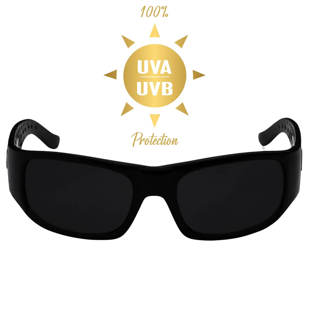 LOCS Dark Sunglasses 6018 Square Retro Style with UV400 Protection | Black Plastic Frame - view 4