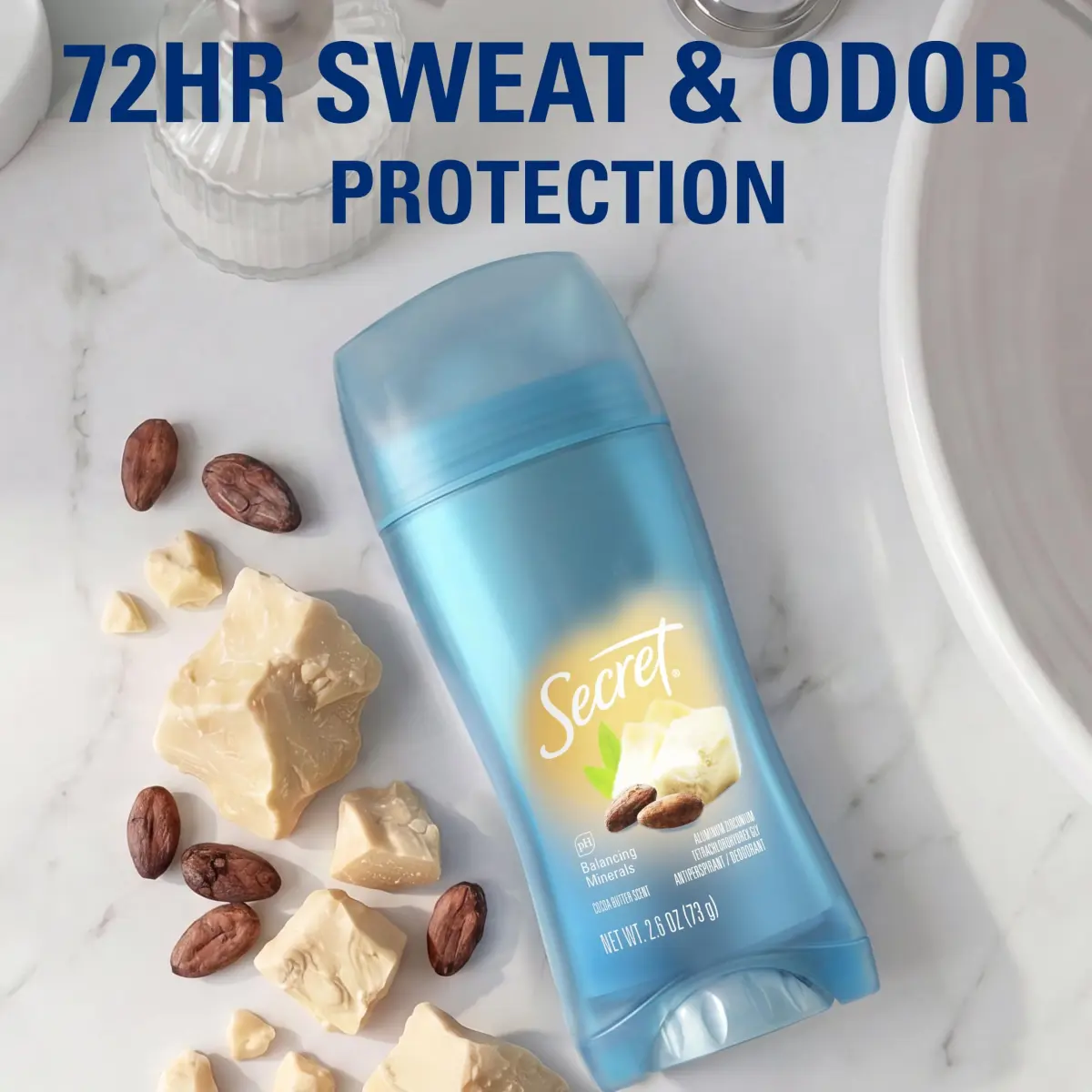 Secret Cocoa Butter Scent Antiperspirant Deodorant for Women, 72hr Protection, Invisible Solid, 2.6 oz - view 3