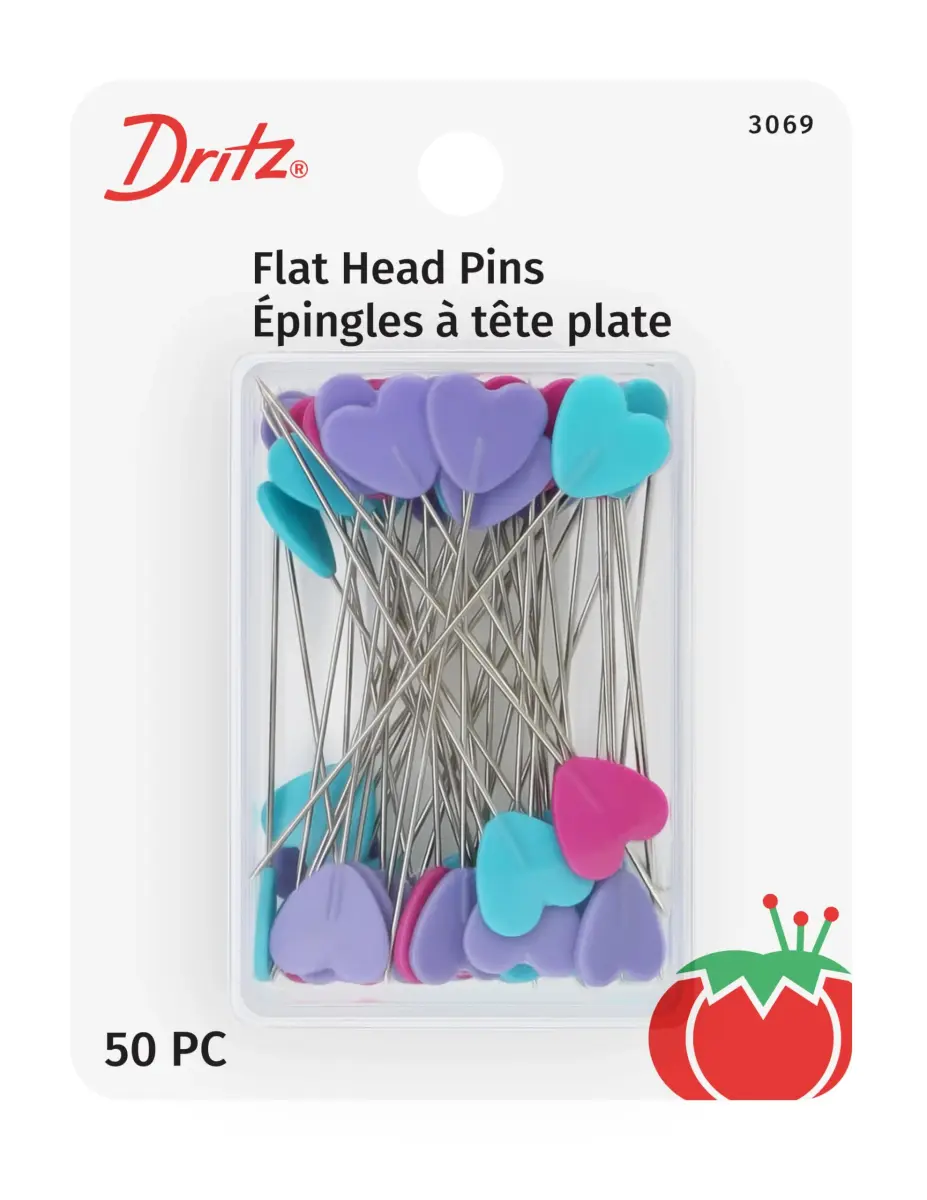 Dritz Decorative Flat Head Pins 2-Inch (50 mm) | Heart-Shaped Pins for Crafts - main product image