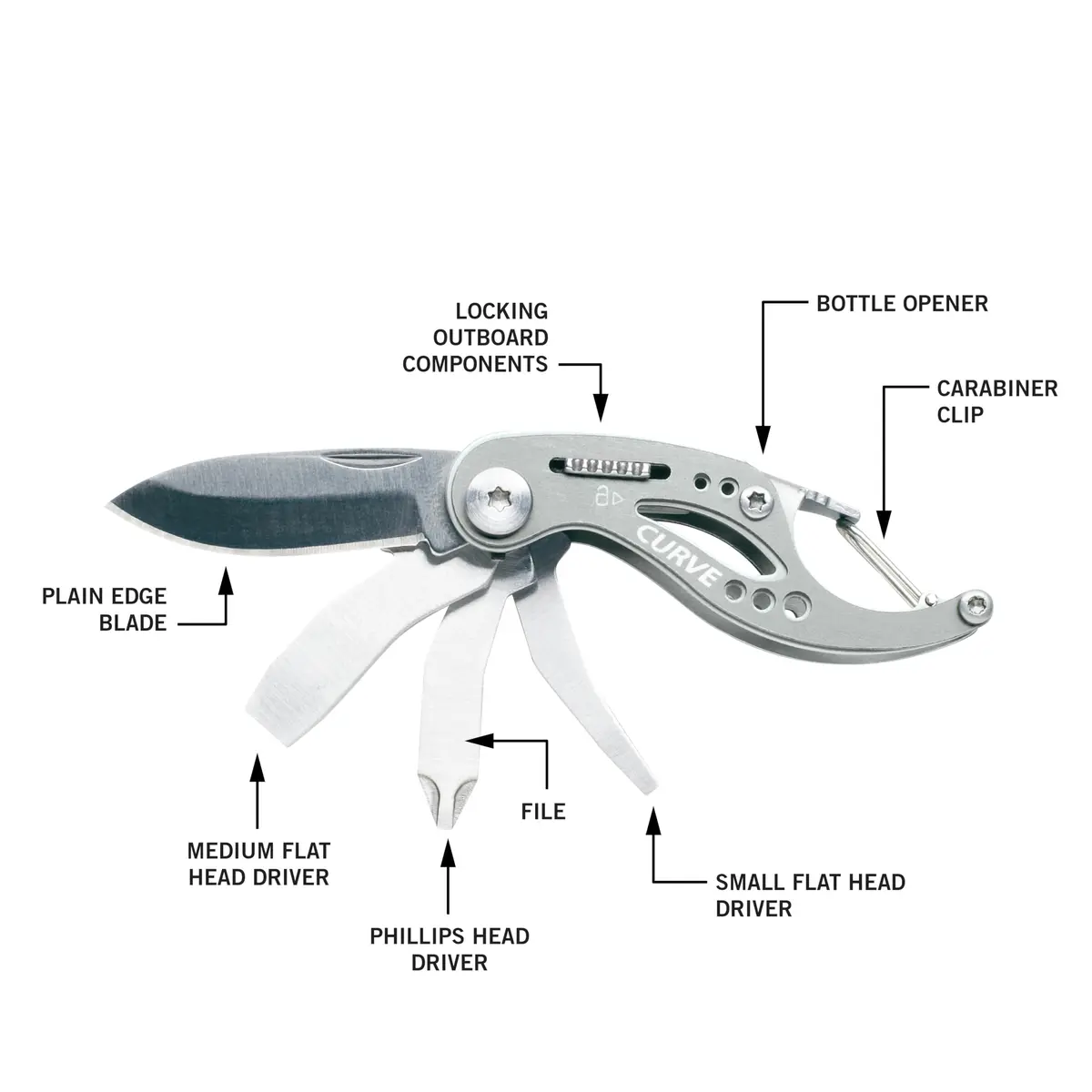Gerber Curve 6-in-1 Keychain Multitool with Screwdriver & Bottle Opener | 5.1 cm (2 in) Blade - view 2